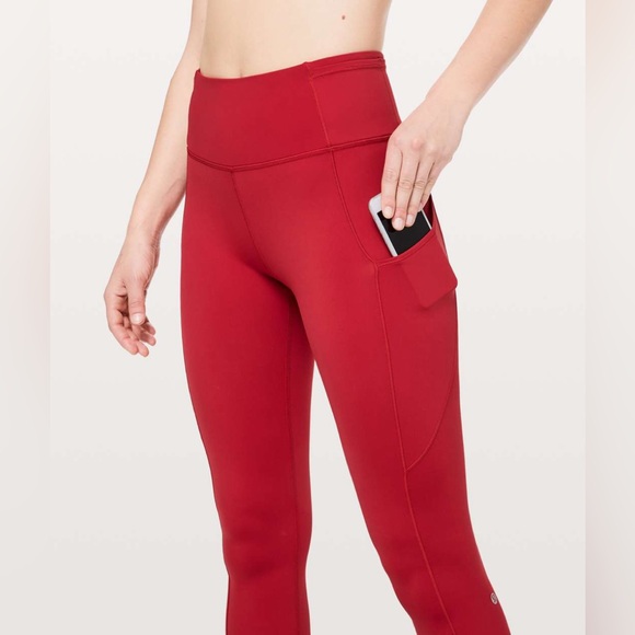 Lululemon Fast & Free 7/8 Tight II *Non-Reflective Nulux Dark Red size 18 - Picture 4 of 12
